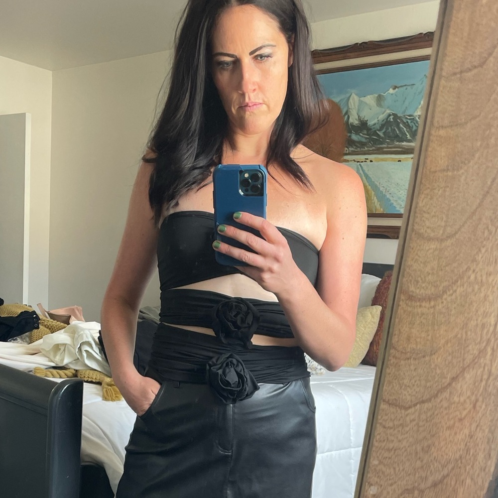Rosette Multi-Way Crop Top - Black - Women’s Size L